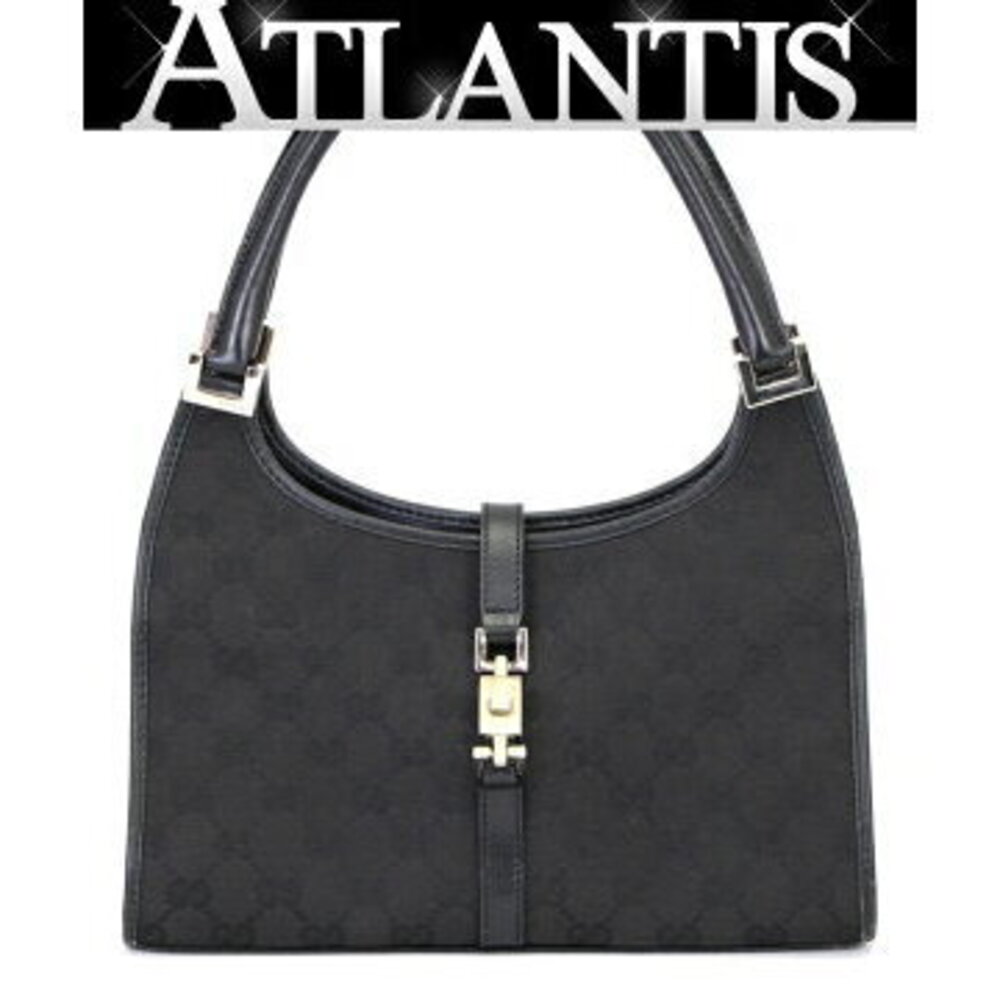 Gucci Jackie Handbag Black Canvas Leather